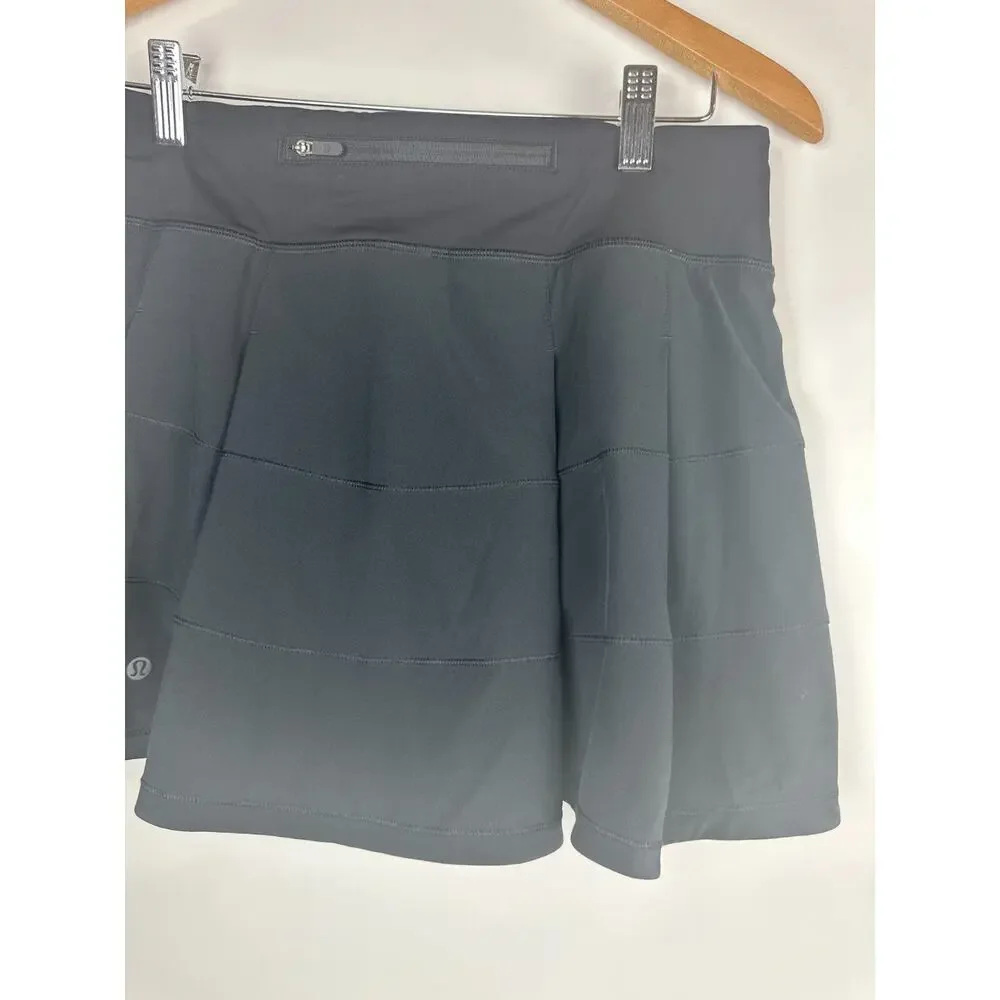 Lululemon Pace Rival Skirt + Shorts Skort 4-way Stretch Pocket Black Size 4 - Picture 10 of 12